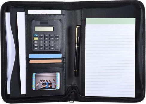Sonew Portable PU Leather Professional Business Portfolio with Zipper Calculator Card Holder Pad Ideal for Office and Interviews in Kuwait
