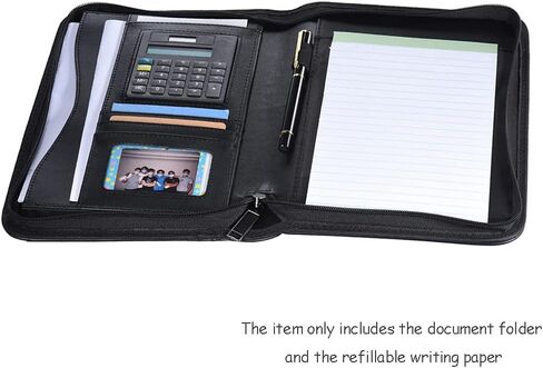 Sonew Portable PU Leather Professional Business Portfolio with Zipper Calculator Card Holder Pad Ideal for Office and Interviews in Kuwait