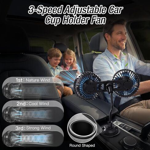 Car Fans for Backseat for Kids,Dual Head Usb Powered Car Fan for Car Rear Back Seats Baby in Saudi Arabia