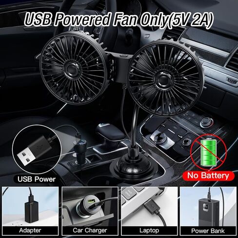 Car Fans for Backseat for Kids,Dual Head Usb Powered Car Fan for Car Rear Back Seats Baby in Saudi Arabia