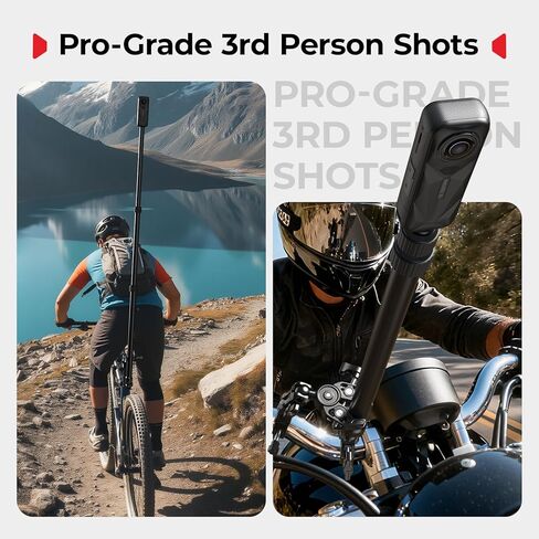 مجموعة تثبيت الدراجة النارية الصغيرة لكاميرا Insta360 X5/X4/X3 360، لـ DJI OSMO 360/Action 6/5 Pro، لـ GoPro، عصا سيلفي غير مرئية لمقود الدراجة مع رؤوس كروية مزدوجة، محول - 5459B in Kuwait