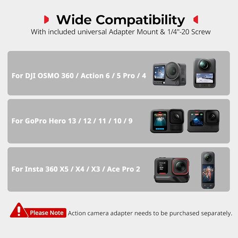 مجموعة تثبيت الدراجة النارية الصغيرة لكاميرا Insta360 X5/X4/X3 360، لـ DJI OSMO 360/Action 6/5 Pro، لـ GoPro، عصا سيلفي غير مرئية لمقود الدراجة مع رؤوس كروية مزدوجة، محول - 5459B in Kuwait