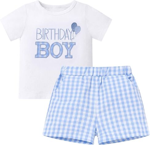 IMEKIS Baby Boys 1st Birthday Outfit Embroidered Cake Smash Shirts with Shorts Summer Party Photo Shoot in Saudi Arabia