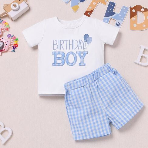 IMEKIS Baby Boys 1st Birthday Outfit Embroidered Cake Smash Shirts with Shorts Summer Party Photo Shoot in Saudi Arabia
