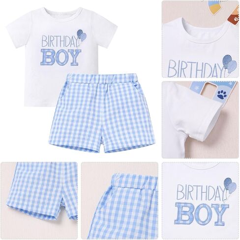 IMEKIS Baby Boys 1st Birthday Outfit Embroidered Cake Smash Shirts with Shorts Summer Party Photo Shoot in Saudi Arabia