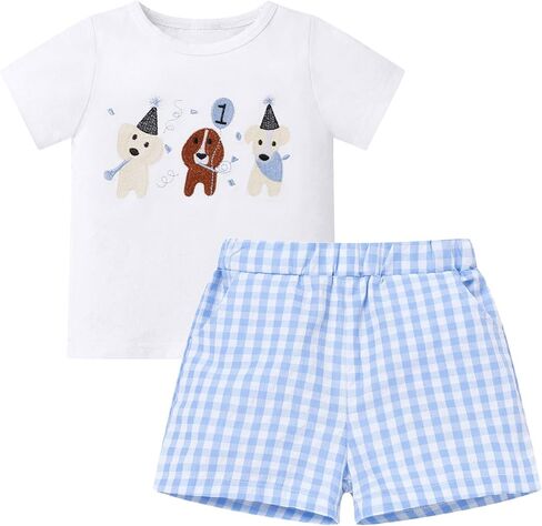 IMEKIS Baby Boys 1st Birthday Outfit Embroidered Cake Smash Shirts with Shorts Summer Party Photo Shoot in Saudi Arabia