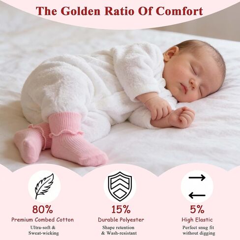 6 Pairs Baby Girls Ruffle Socks, Turn Cuff Cotton Infant Ankle Dress Socks for Newborn Toddler Kids in Saudi Arabia