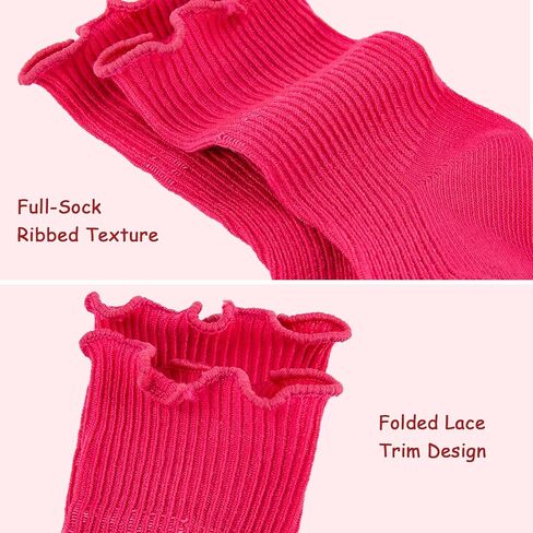 6 Pairs Baby Girls Ruffle Socks, Turn Cuff Cotton Infant Ankle Dress Socks for Newborn Toddler Kids in Saudi Arabia