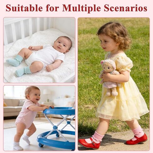 6 Pairs Baby Girls Ruffle Socks, Turn Cuff Cotton Infant Ankle Dress Socks for Newborn Toddler Kids in Saudi Arabia