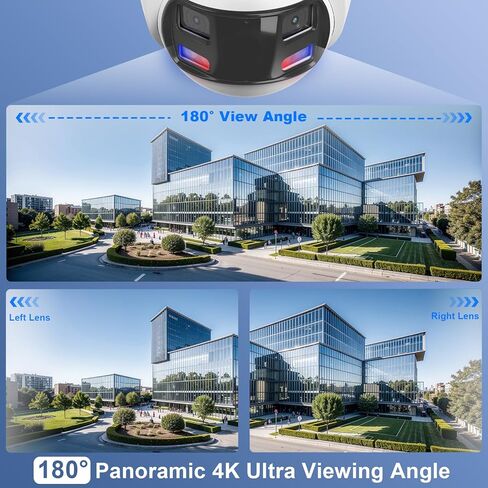 كاميرا Anpviz 4k 8MP سلكية بعدسة مزدوجة PoE IP، كاميرا أمان بانورامية 180 درجة في الهواء الطلق مع ضوء أحمر وأزرق ستروب وإنذار صوتي، ضوء مزدوج ذكي، اكتشاف الإنسان/المركبة، صوت ثنائي الاتجاه، IP67 (سلسلة H) in Kuwait