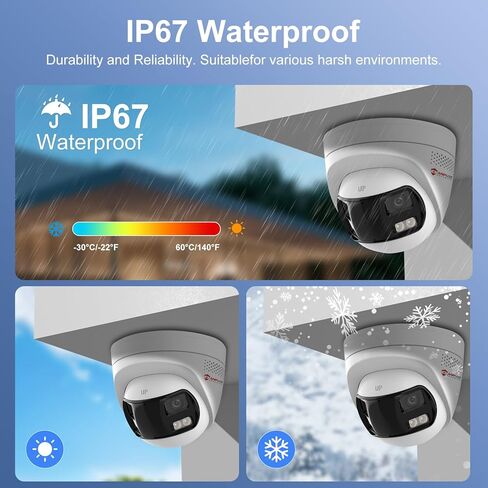 كاميرا Anpviz 4k 8MP سلكية بعدسة مزدوجة PoE IP، كاميرا أمان بانورامية 180 درجة في الهواء الطلق مع ضوء أحمر وأزرق ستروب وإنذار صوتي، ضوء مزدوج ذكي، اكتشاف الإنسان/المركبة، صوت ثنائي الاتجاه، IP67 (سلسلة H) in Kuwait