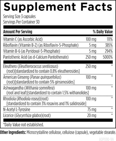 Designs for Health Adrenotone - Adrenal Support Supplement with Rhodiola Rosea, Ashwagandha, Vitamins B6, B2 + B5 - Designed to Support Adrenals + Healthy Cortisol Levels (180 Capsules) in Saudi Arabia
