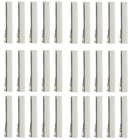 Alligator Hair Clips, Hair Clips, Thickened,30 Pcs, Silver, Flat, Metal for Clips for DIY Hairpins, Salon, Hair Bows (Silver, 1.77 x 0.39 inch) in Kuwait