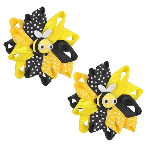 Bee Bow Hair Clips Cute Bee Hair Bows Hair Barrettes Honeybee Yellow Black Polka Dot Bows Hair Pins Spring Hair Accessories for Girls Toddlers Teens Animal Themed Birthday Party Supplies 2PCS in Saudi Arabia
