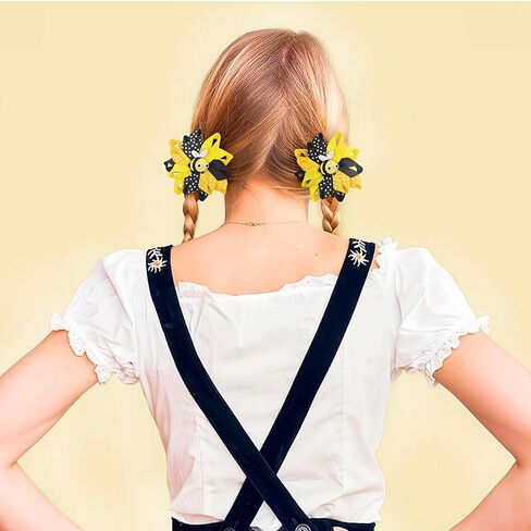 Bee Bow Hair Clips Cute Bee Hair Bows Hair Barrettes Honeybee Yellow Black Polka Dot Bows Hair Pins Spring Hair Accessories for Girls Toddlers Teens Animal Themed Birthday Party Supplies 2PCS in Saudi Arabia
