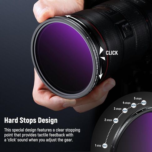 NEEWER 67mm True Colors Hard Stop Variable ND Filter ND2-32 (1-5 Stops) Limited Neutral Density Filter, Multi Coated HD Optical Glass/No X Cross/Aluminum Frame/Water/Scratch/Fingerprint Resistant in Saudi Arabia