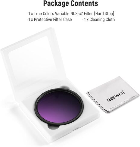 NEEWER 67mm True Colors Hard Stop Variable ND Filter ND2-32 (1-5 Stops) Limited Neutral Density Filter, Multi Coated HD Optical Glass/No X Cross/Aluminum Frame/Water/Scratch/Fingerprint Resistant in Saudi Arabia