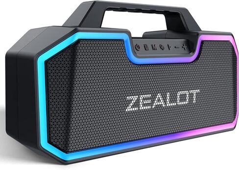 مكبر صوت Zealot Bluetooth ، مكبرات صوت لاسلكية 80 واط مع تقشير مزدوج ، مكبر صوت IPX7 مقاوم للماء مع بطارية كبيرة 16000 مللي أمبير ، وقت اللعب 40 ساعة ، استريو ، حفلة ، شاطئ محمول (أسود داكن) in Kuwait