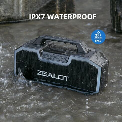 مكبر صوت Zealot Bluetooth ، مكبرات صوت لاسلكية 80 واط مع تقشير مزدوج ، مكبر صوت IPX7 مقاوم للماء مع بطارية كبيرة 16000 مللي أمبير ، وقت اللعب 40 ساعة ، استريو ، حفلة ، شاطئ محمول (أسود داكن) in Kuwait