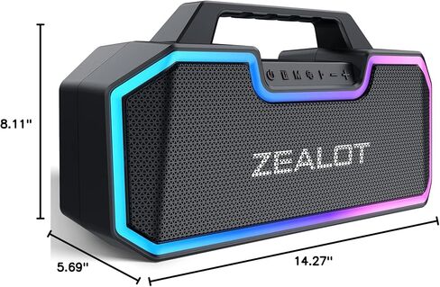 مكبر صوت Zealot Bluetooth ، مكبرات صوت لاسلكية 80 واط مع تقشير مزدوج ، مكبر صوت IPX7 مقاوم للماء مع بطارية كبيرة 16000 مللي أمبير ، وقت اللعب 40 ساعة ، استريو ، حفلة ، شاطئ محمول (أسود داكن) in Kuwait