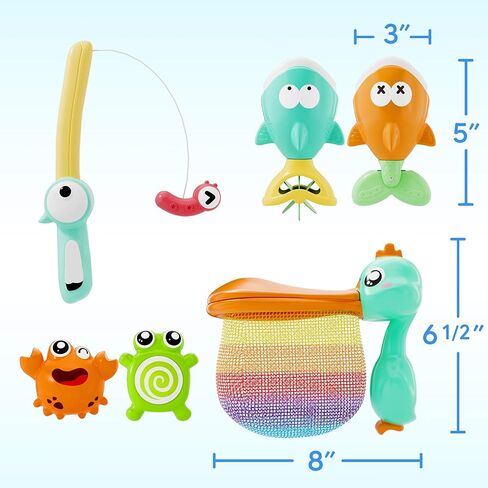 iPlay, iLearn Baby Fishing Bath Toy, Toddler Bathtub Magnetic Fishing Game W/Pole Net Fish Water Squirt Animal, Kid Shower Bathtime for Pool Play, Birthday Gift 6 12 18 Month 1 2 3 Year Old Boys Girls in Kuwait