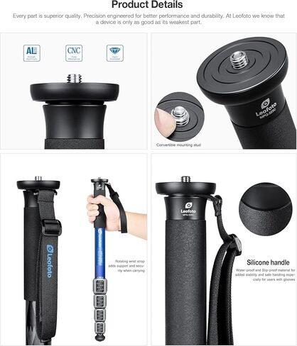 Leofoto MPQ-325C Water Sand-Proof Camera Camo Monopod Stand Kit w Case, Replacement Foot,Knob Handle & Silicone Handle, 65" 5-Sec Carbon Fiber Video Travel Monopod for Sony/Canon/Nikon/Max.Load 33lb in Saudi Arabia