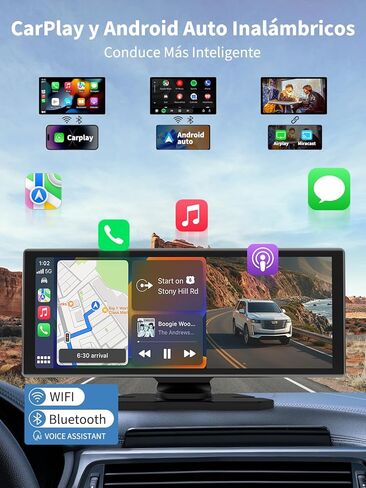 أكبر شاشة CarPlay/Android Auto محمولة مقاس 11.26 بوصة مع شاشة HD 2.5D 1920x720، مسجل فيديو رقمي مدمج، كاميرا أمامية 4K + خلفية 1080P، شاشة سيارة، كاميرا داش سهلة التركيب، ملاحة GPS، التحكم الصوتي in Saudi Arabia