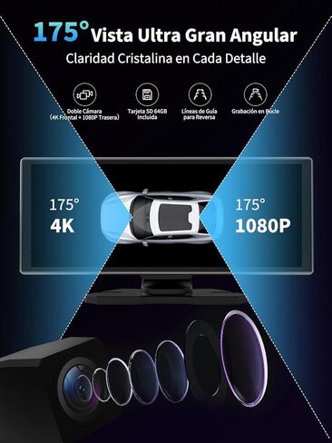 أكبر شاشة CarPlay/Android Auto محمولة مقاس 11.26 بوصة مع شاشة HD 2.5D 1920x720، مسجل فيديو رقمي مدمج، كاميرا أمامية 4K + خلفية 1080P، شاشة سيارة، كاميرا داش سهلة التركيب، ملاحة GPS، التحكم الصوتي in Saudi Arabia
