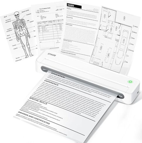 D90E Portable Printer Wireless for Travel, Bluetooth & USB Inkless Printer Supports 8.5 x 11 Inch Thermal Paper, Compatible with Phone Laptop for Home Use Car Office School, Snowy in Kuwait