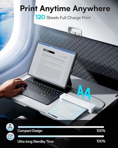 D90E Portable Printer Wireless for Travel, Bluetooth & USB Inkless Printer Supports 8.5 x 11 Inch Thermal Paper, Compatible with Phone Laptop for Home Use Car Office School, Snowy in Kuwait