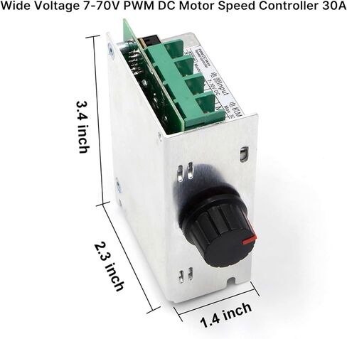 RioRand PWM DC Motor Speed Controller Switch Control 7-70V 30A Fuse in Kuwait