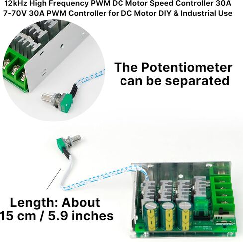 RioRand PWM DC Motor Speed Controller Switch Control 7-70V 30A Fuse in Kuwait