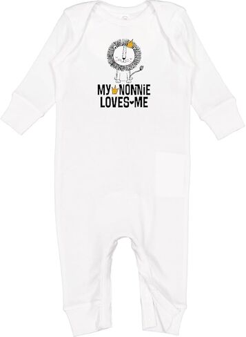 inktastic Nonnie Loves Me Grandson Lion Baby Romper Coveralls in Kuwait