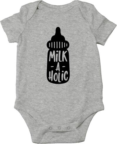 AW Fashions Milk-A-Holic بدلة أطفال مضحكة لطيفة لحديثي الولادة رومبير للأولاد والبنات للجنسين رومبير للرضيع in Kuwait