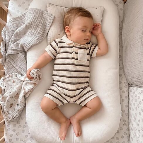 Infant Baby Boy Outfit Striped Print Lapel Collar Button Short Sleeve T Shirt Romper Newborn Jumpsuit Summer Clothes in Saudi Arabia