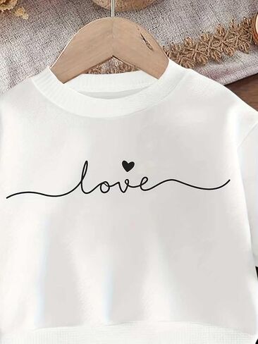 طفل الفتيات 2 قطعة طويلة الأكمام Crewneck بلوزات أعلى و القلب طباعة السراويل مجموعة ربيع الخريف الملابس وتتسابق ل 6M-3Y in Kuwait