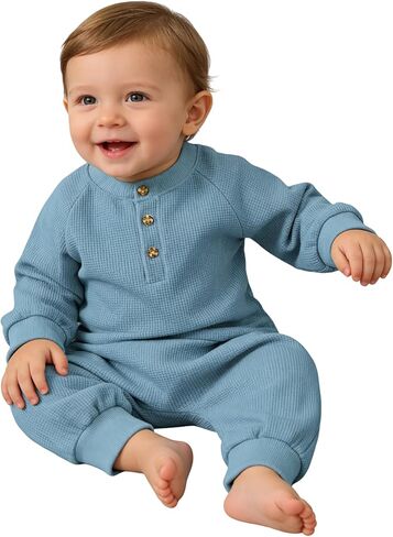 Toddler Baby Waffle Long Sleeve Sweatshirt ButtonTop Jogger Pants Set Cute Fall Winter Clothes Set Outfits in Kuwait
