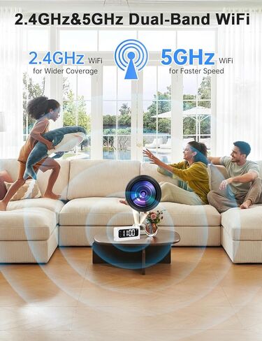 كاميرا ساعة ذكية، كاميرا أمان واي فاي 5G و2.4G داخلية، كاميرات 2K لأمن المنزل، كاميرا مربية 3 في 1 مع منبه، رؤية ليلية ملونة كشف الحركة البشرية، تسجيل SD محلي in Kuwait