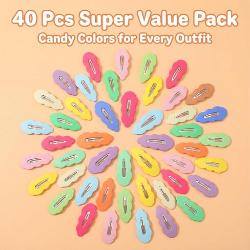 40pcs Candy Colored Snap Hair Clips for Little Girl Non Slip Barrettes Hairpin Accessories Cute Baby Barrettes Rainbow Colorful Snap Hair Clips for Women Baby Girl Teens Infant Toddler Kids in Kuwait