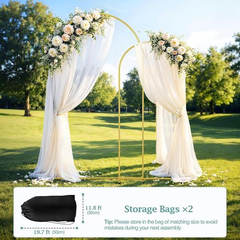EMART Metal Arch Backdrop Stand with Ground Nails & Water Bags, 7.2FT & 6FT Set of 2 Wedding Arch Stand with Carry Bag, Balloon Arched Backdground Frame for Party Decoration Baby Shower Birthday in Kuwait