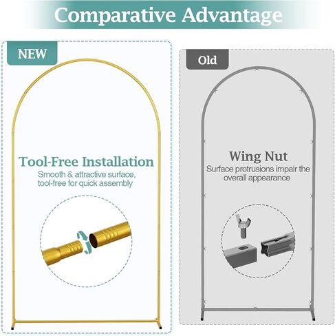 EMART Metal Arch Backdrop Stand with Ground Nails & Water Bags, 7.2FT & 6FT Set of 2 Wedding Arch Stand with Carry Bag, Balloon Arched Backdground Frame for Party Decoration Baby Shower Birthday in Kuwait