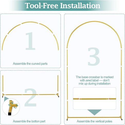 EMART Metal Arch Backdrop Stand with Ground Nails & Water Bags, 7.2FT & 6FT Set of 2 Wedding Arch Stand with Carry Bag, Balloon Arched Backdground Frame for Party Decoration Baby Shower Birthday in Kuwait