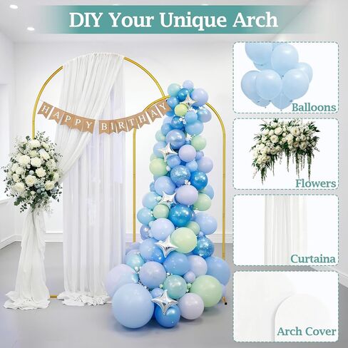 EMART Metal Arch Backdrop Stand with Ground Nails & Water Bags, 7.2FT & 6FT Set of 2 Wedding Arch Stand with Carry Bag, Balloon Arched Backdground Frame for Party Decoration Baby Shower Birthday in Kuwait