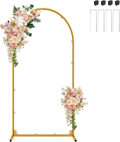 Gold Metal Arch Backdrop Stand, 6FT Wedding Arch Stand for Birthday Party Bridal Baby Shower Graduation Ceremony Photo Booth Garden Floral Balloon Arches Decoration in Kuwait