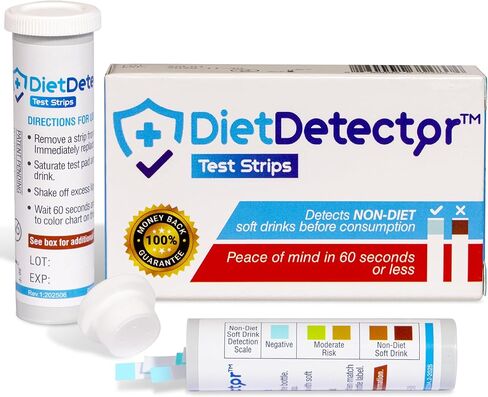 شرائط اختبار DietDetector - تكتشف المشروبات الغازية غير المخصصة للحمية قبل الاستهلاك العرضي - ضرورية لمرضى السكر والمهتمين بالصحة - 40 شريطًا في كل صندوق in Saudi Arabia