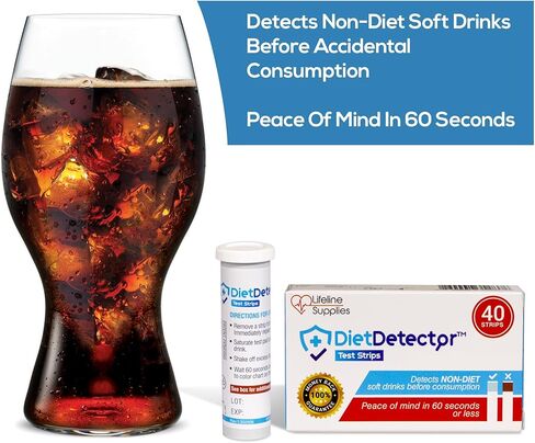 شرائط اختبار DietDetector - تكتشف المشروبات الغازية غير المخصصة للحمية قبل الاستهلاك العرضي - ضرورية لمرضى السكر والمهتمين بالصحة - 40 شريطًا في كل صندوق in Saudi Arabia