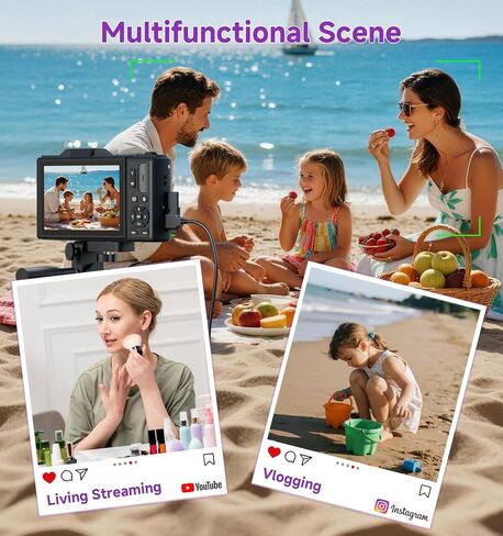 5K Digital Camera for Photography,80MP Digital Camera with 3" 180° Flip Screen with 18X Zoom,64GB SD Card,Travel Camera for YouTube with Anti-Shake,Vlogging Camera for Teens, Black in Kuwait