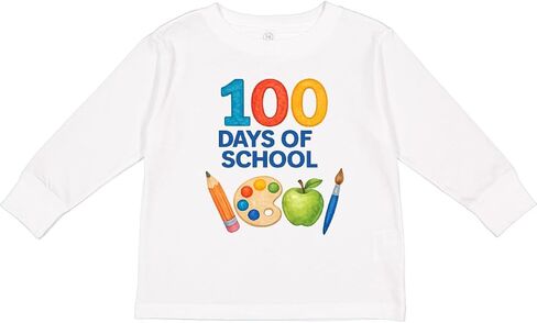 inktastic 100 First Days of School Colorful Art Toddler Long Sleeve T-Shirt in Saudi Arabia