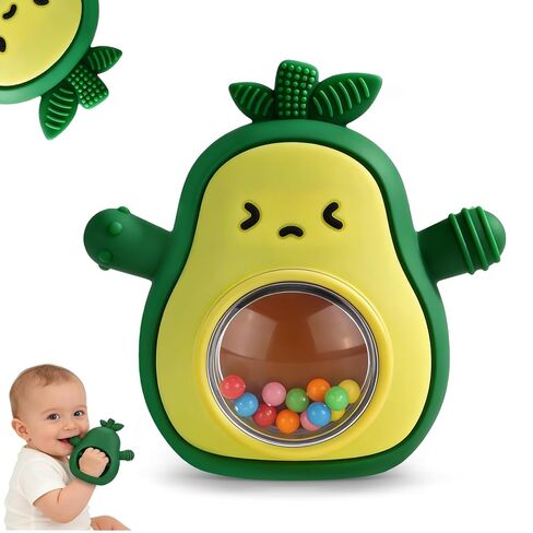 Baby Teething Toys, Easy Hold Stay-On Silicone Hand Mitten Teether with Rattle, Sensory Teething Relief for 3–6 and 6–12 Month Babies in Kuwait