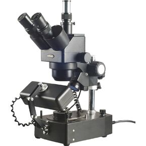 AmScope SH-2T-SL-DK مجهر تكبير ستيريو ثلاثي العينيات احترافي، عدسات WF10x، تكبير 10X-40X، هدف تكبير 1X-4X، إضاءة علوية/سفلية/جانبية، 110 فولت-120 فولت، يشمل مكثف Darkfield in Kuwait